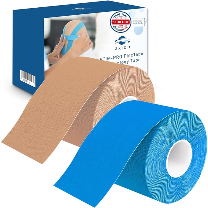 axion® - Kinesiologie Tape Set van 2 blauw beige | waterdicht • huidvriendelijk • elastisch •