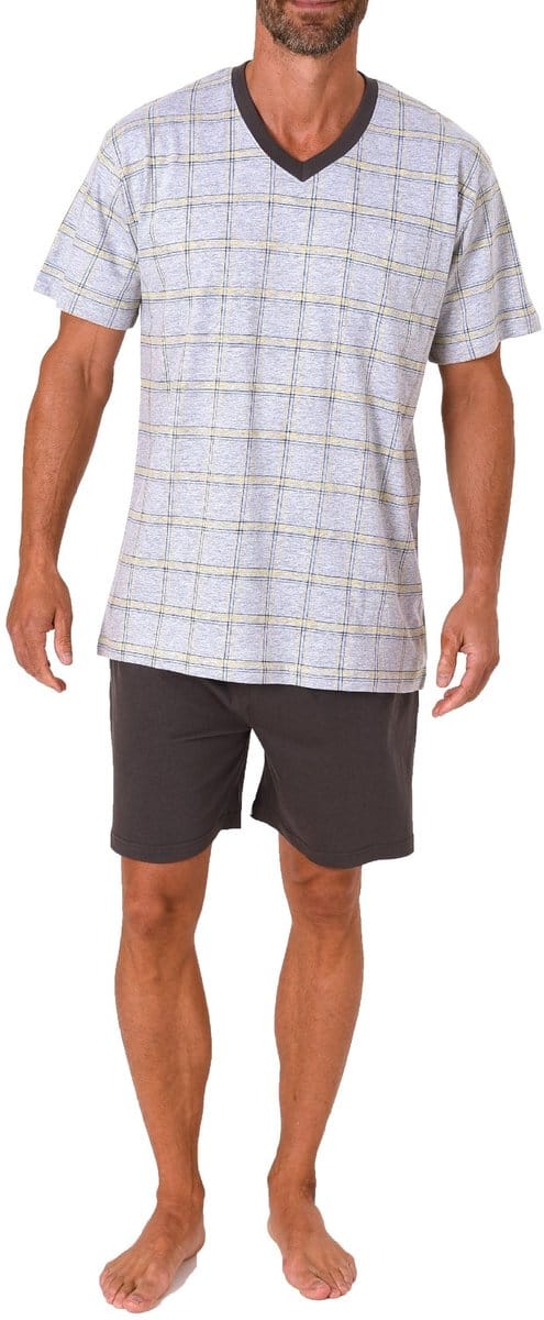 Normann heren pyjama kort kort in gemêleerde look