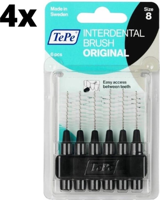 TePe Ragers Zwart 1,5mm - 4 x 6 stuks - Voordeelverpakking