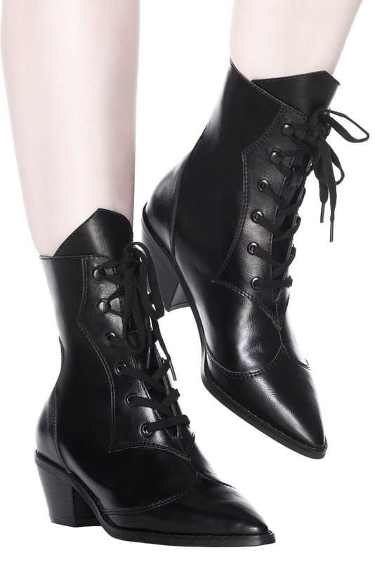Killstar - Gothic Laars - Raven Pointed-Toe Bootie - EU37 tot EU42 - voor Vrouwen - zwart