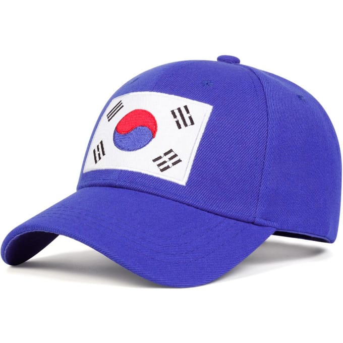 Casquettes de baseball brodées drapeau coréen unisexes printemps automne extérieur réglables décontractées chapeau de soleil blue
