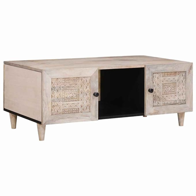vidaXL - Salontafel - Bleached - White - 100 - x - 54 - x - 40 - cm - Massief - Mango - Hout