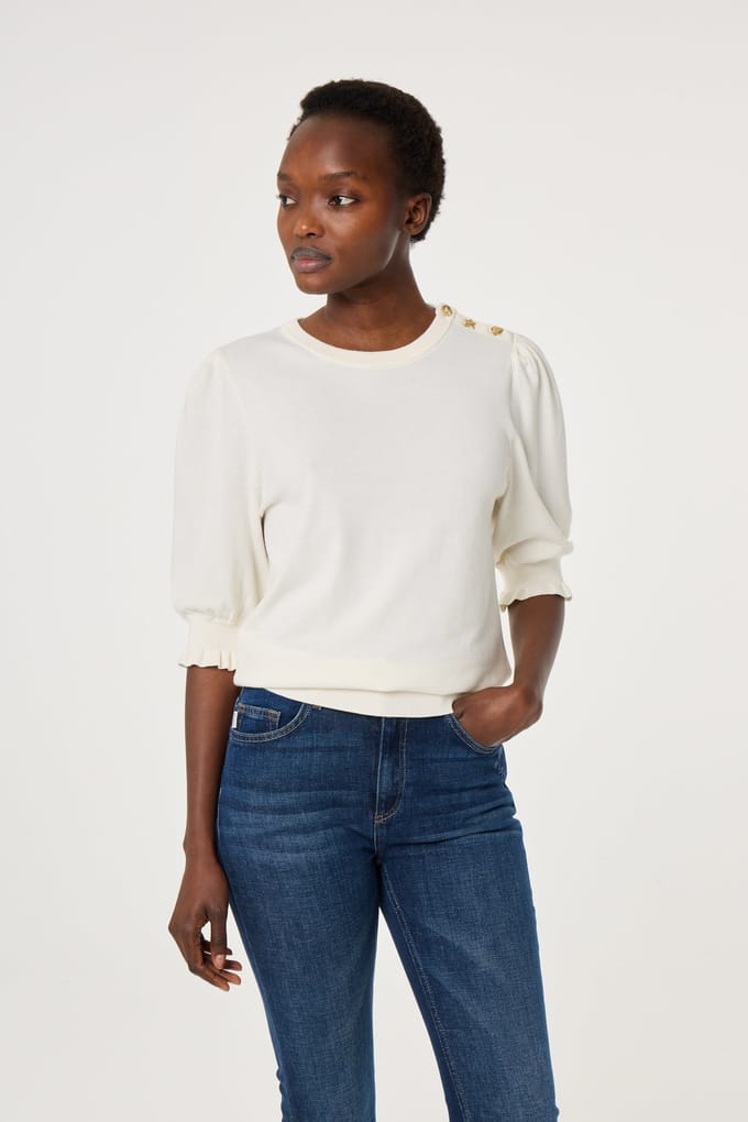 Fabienne Chapot Molly Short Sleeve Pullover Cosy White Maat: M | Sweaters Outlet | Dames | Wit