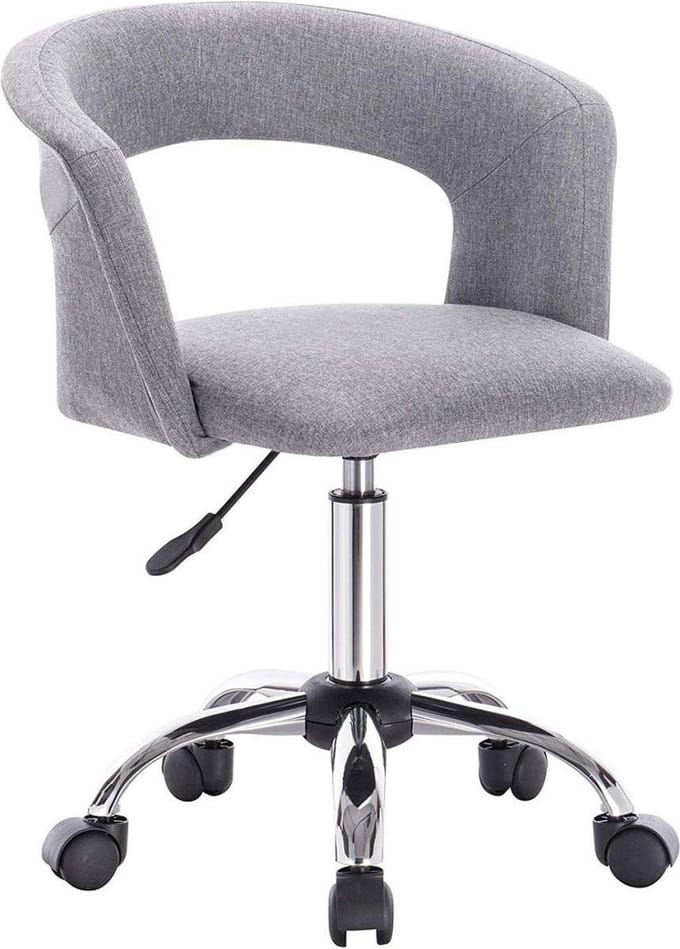 Bureaustoel Deluxe - Ergonomisch - Linnen - Lichtgrijs - In Hoogte Verstelbaar - Op Wielen
