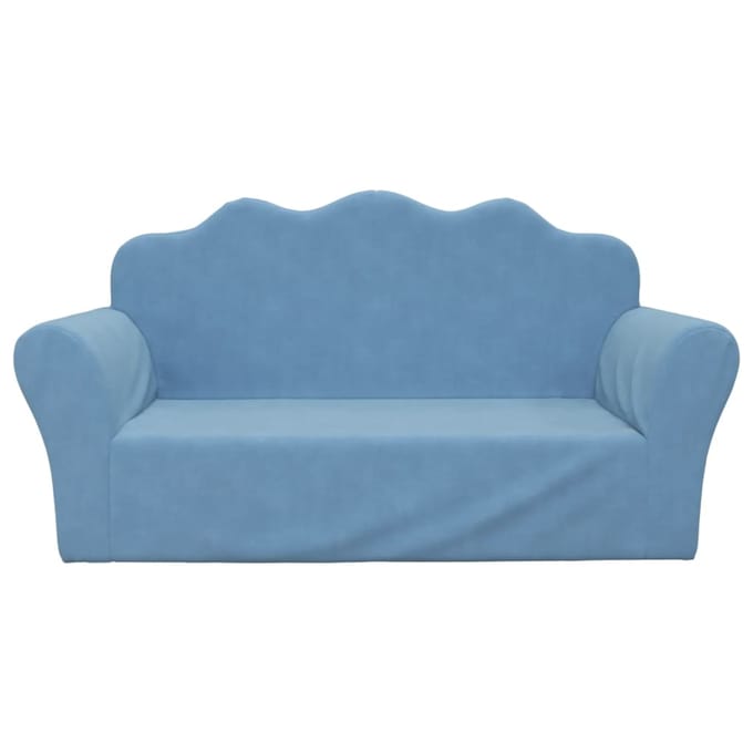 vidaXL - Kinderbank - 2-zits - zacht - pluche - blauw