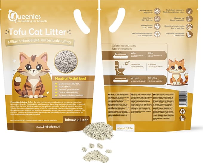 Tofu Cat Litter - neutraal actieve kool - 6 liter