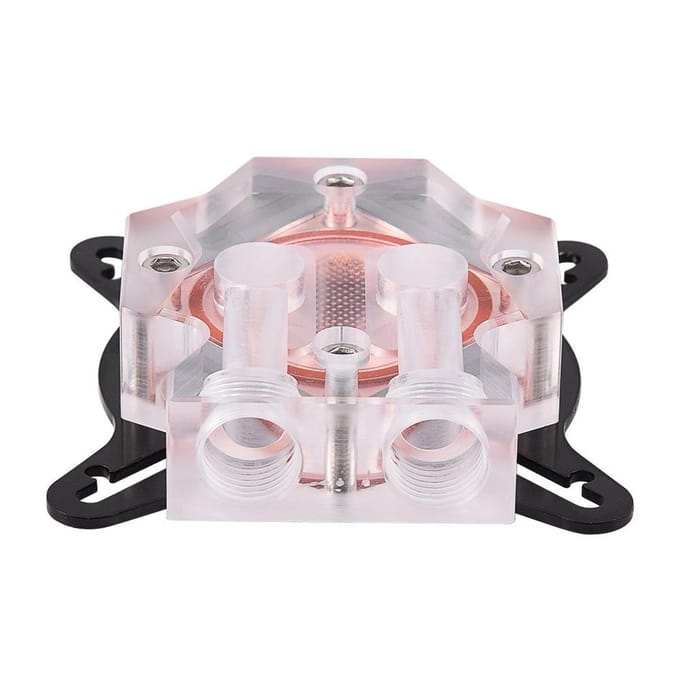 Universeel GPU waterkoelblok - GPU koeler water - GPU koelen - 25 waterkanalen - 43x43 / 53x53 mm - Transparant