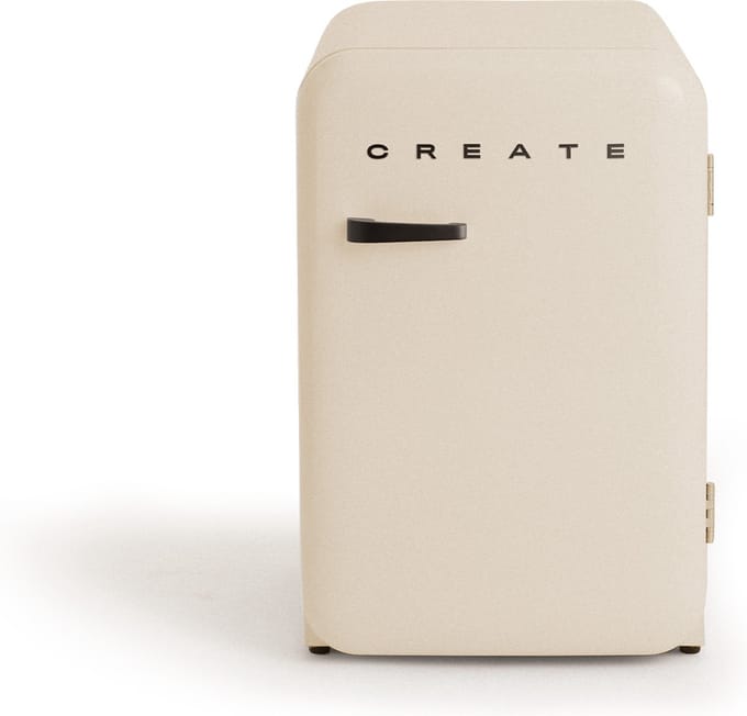 CREATE - Koelkast in retrostijl - Gebroken wit - Handvat Zwart - FRIDGE RETRO 107L