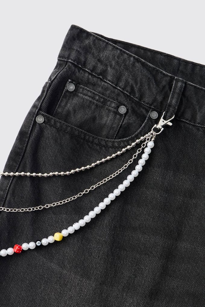 Dobbelstenen Bedel Jeans Ketting | Silver