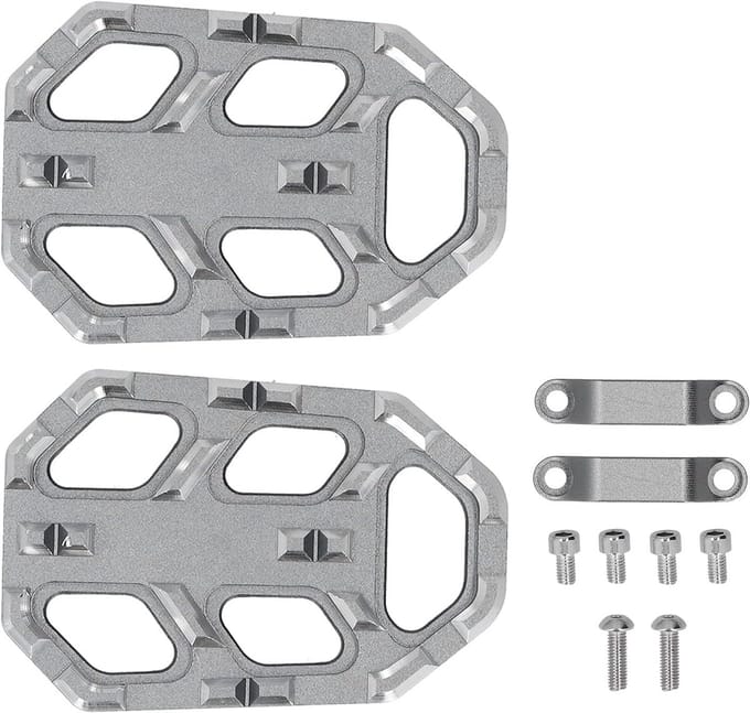 Motorfiets Voetsteunen - Treeplanken Pedaal - Veilig Rijden - Antislip Oppervlak - 85 x 58 mm - Titanium