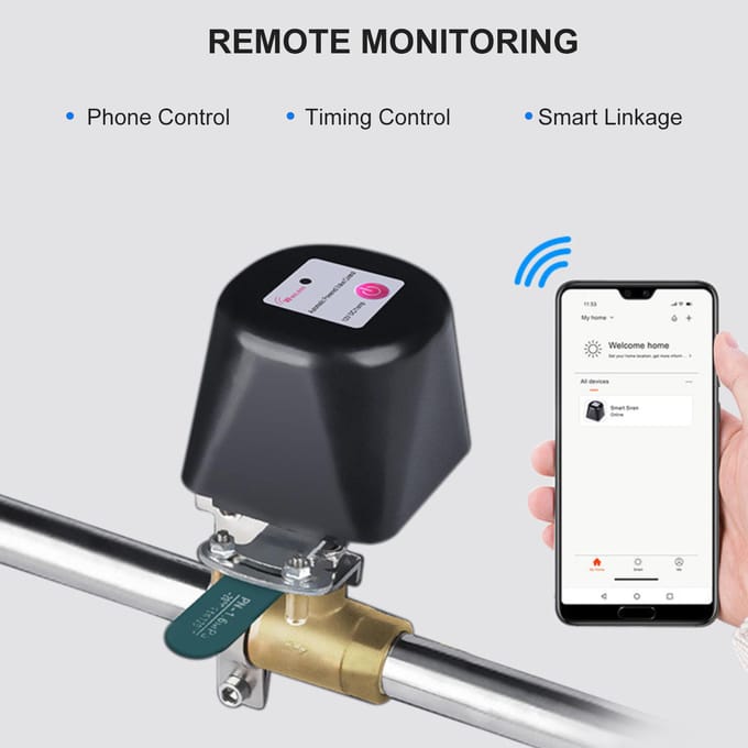 Vanne d'eau intelligente WiFi avec minuterie, contrôleur de vanne d'arrêt automatique, domotique EU Plug noir