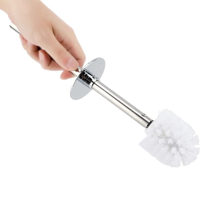 Toiletborstel met Houder Zware Roestvrij Staal Verbeterde Handgreep Schrobber Reiniger Set(Wit) wit