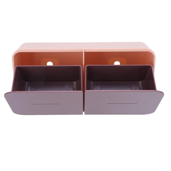 Make-updoos Wandmontage Klapdeksel Verwijderbare Wasbare Watjes Organizer voor BadkamerRoze Paars white