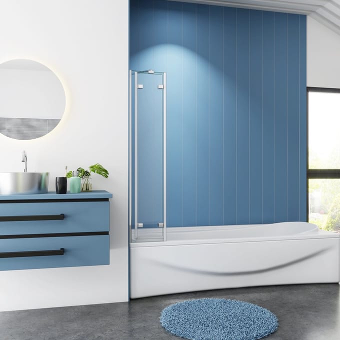 Sanexo Badwand Juniper - 1000x1400x6mm - 3-delig - Chroom - helder glas