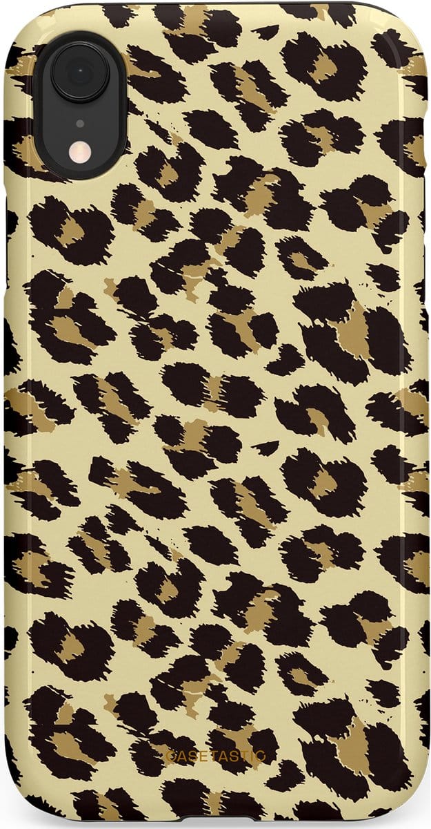 Casetastic hoesje geschikt voor Apple iPhone XR - Dubbellaagse bescherming - Speels - Fashion Case - Beige Zwart
