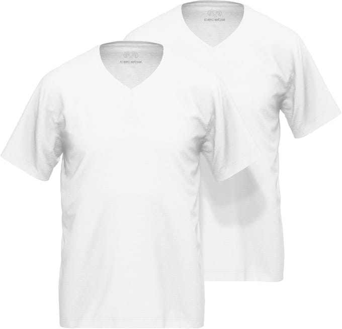 CECEBA Nevada - Heren T-shirt V-hals - 2-pack - 100% biologisch katoen - Wit