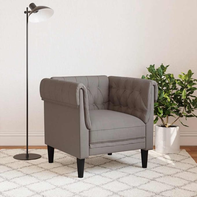 vidaXL Fauteuil Chesterfield-stijl stof taupe