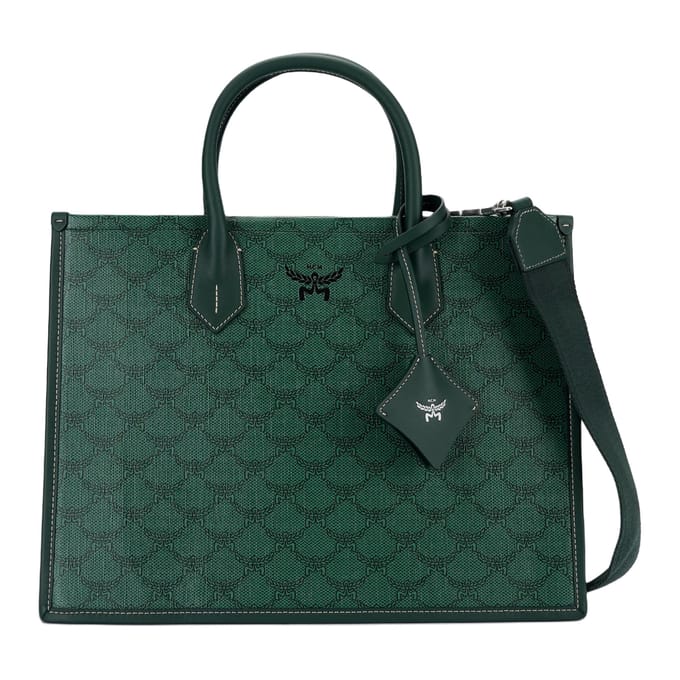 MCM Mode Print Leer Tote Tas Medium Dames Handtassen Donkergroen MWTESAC02G0001 Basic Set (Bag+Dust Bag) black