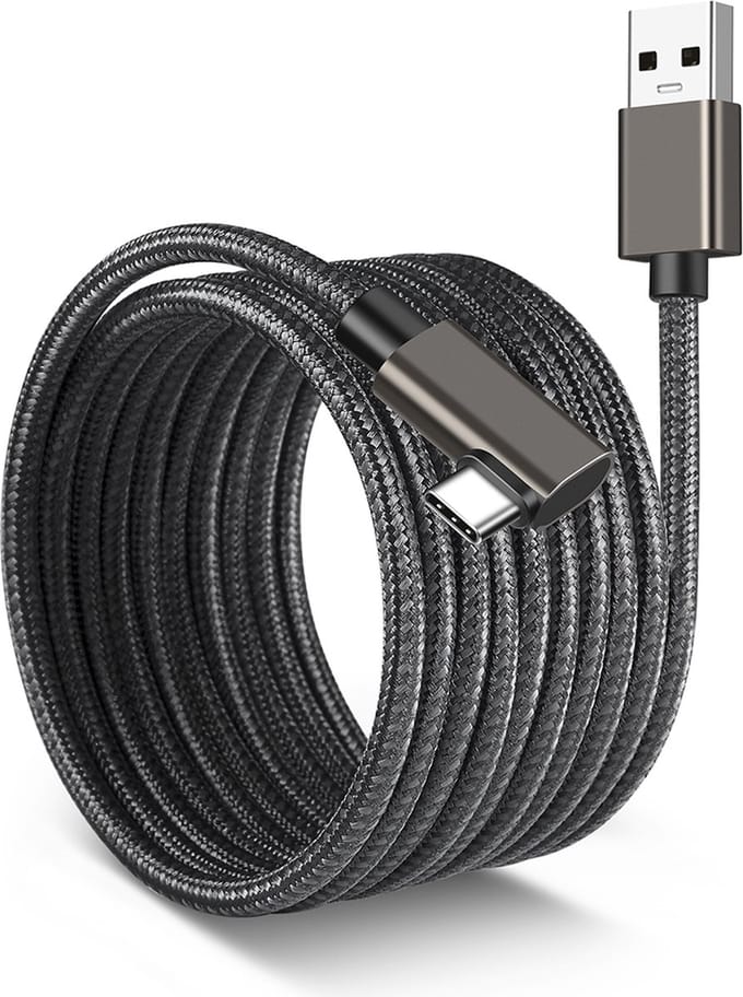 NÖRDIC VR Link kabel - USB-C naar USB - USB3.2 Gen1 -Geschikt voor Oculus Quest 2 VR bril - 5m - Zwart