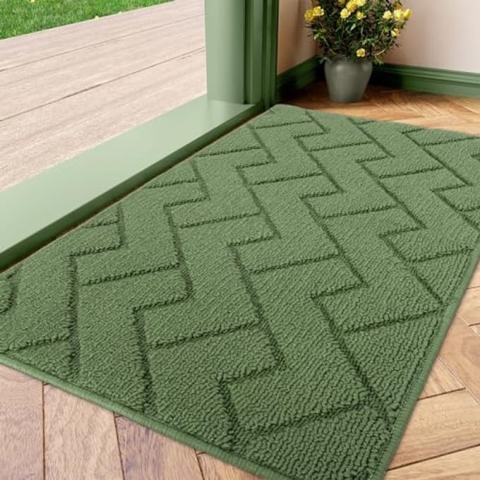Deurmat Binnen Schoonloopmat Antislip, Waterabsorberend, Machinewasbaar - 50 x 80 cm - Groen