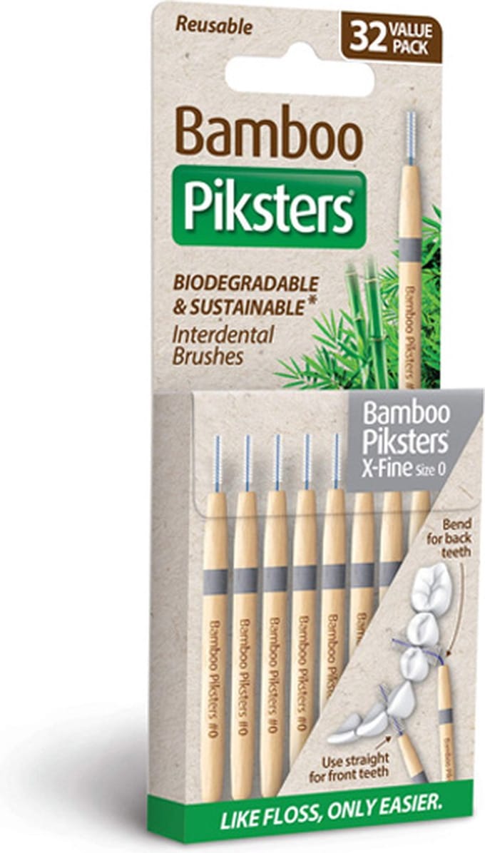 Piksters Bamboe Rechte Ragers - Maat 0 X - Fijn Donkergrijs - 32 stuks