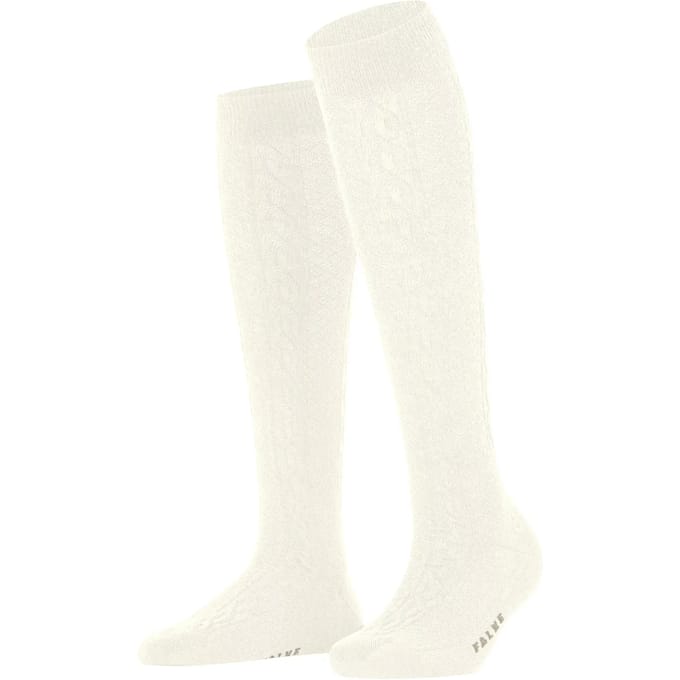 FALKE Declivity lang eenkleurig wol kniekousen dames wit - maat 35-38
