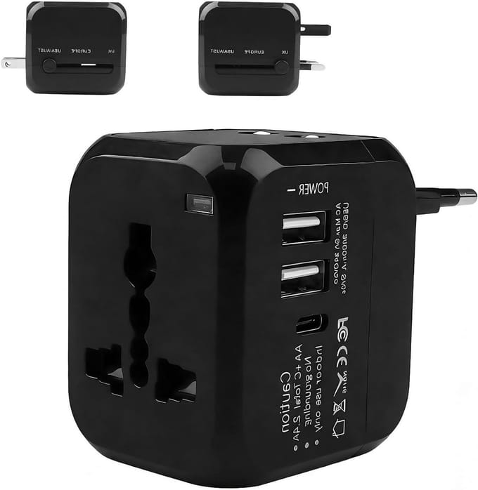 Reisadapter voor Wereldwijd Gebruik, Universele Stekker, Compact en Handig voor Reizen