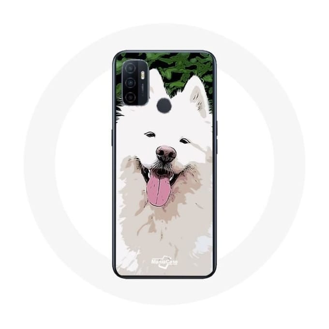 Oppo A53 hoesje Samojeed wit hondenras wit