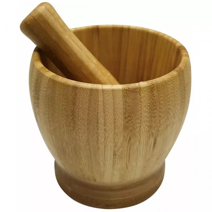 Kinghoff KH-1617 - Bamboe Moździerz - 11cm - Natuurlijke Materiaal - Ergonomisch