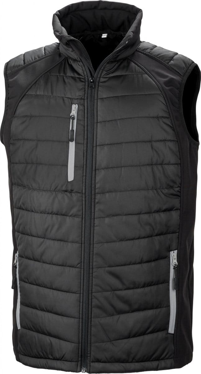 Black Compass gewatteerde softshell bodywarmer 'Result' Black/Grey - XXL