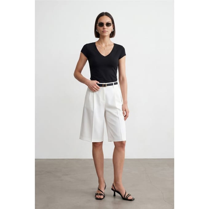 Slim Fit V-hals Jersey Blouse