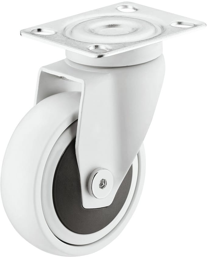 Zwenkwiel wit 100 mm, zonder rem