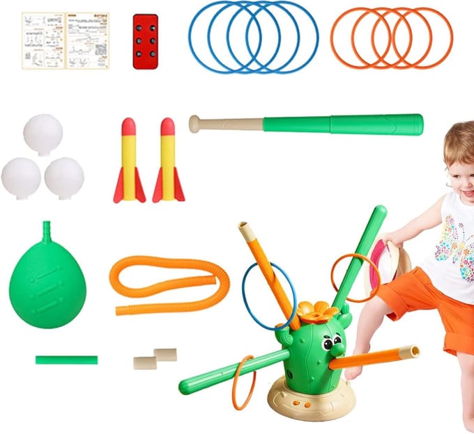 Springspeelgoed Cactus - Interactief Speeltje - Kinderen Spel - 4-in-1 Activiteitenset - 275 x 193 cm - Groen