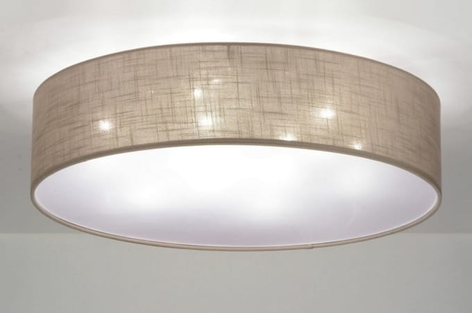 Lumidora Plafondlamp 71764 - Plafonniere - ARLES - 9 Lichts - E27 - Bruin - Taupe - Textiel - ⌀ 70 cm