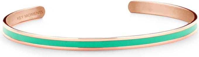 Key Moments 8KM-B00546 Stalen Open Bangle - One-size (60 x 50 x 4 mm) - Rosékleur / Mint