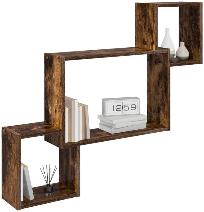 vidaXL - Wandplank - Muurmontage - Gerookt - eiken - 91,5 - x - 15 - x - 76 - cm