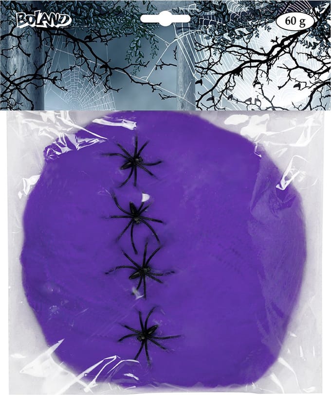 Boland - Spinrag met spinnen 60 g paars - Horror - Horror
