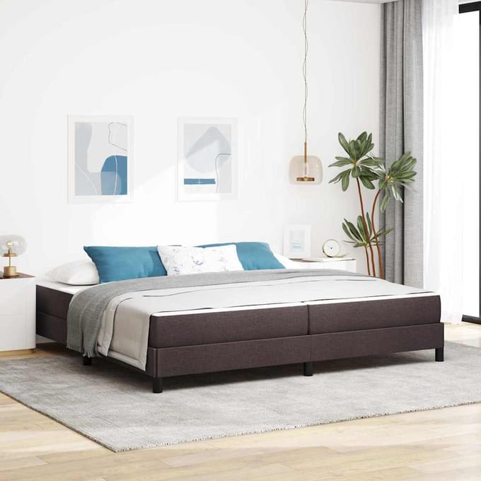 vidaXL - Boxspring - bed - Donkerbruin - 200 - x - 200 - cm - Stof