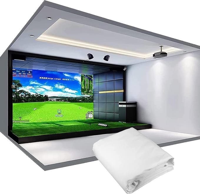 Golfsimulator scherm - Projectiescherm Golf - Golftraining Binnen - Verdikt inslagmateriaal - 3x4 Meter - Wit
