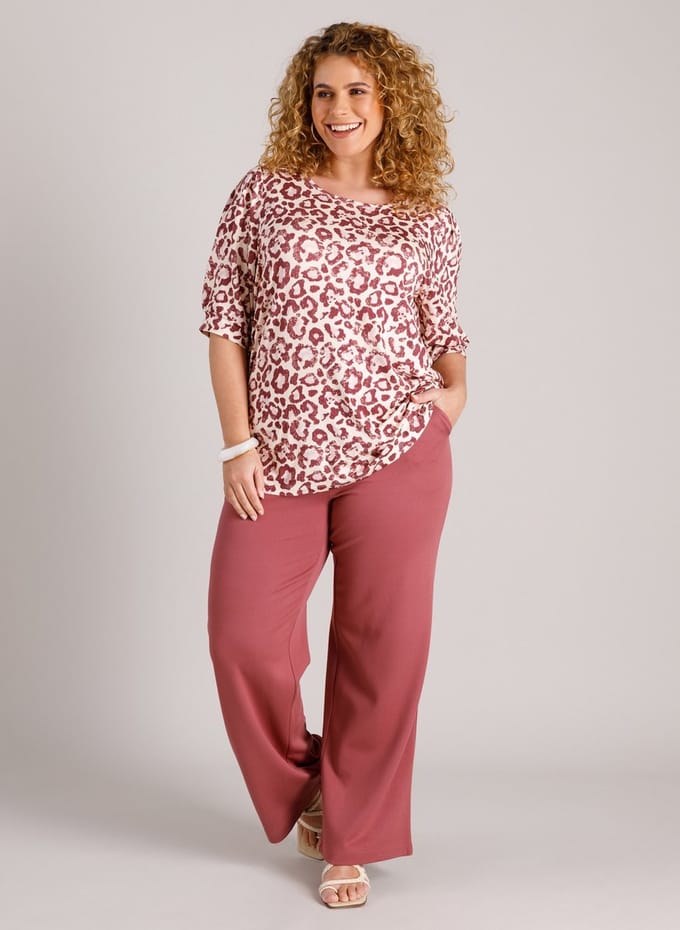 YEST CURVE Hanne Essential Tops - Plum/Multi Colour - maat 0(46)