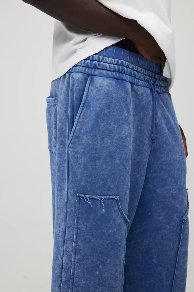 Wijde Pijpen Gewassen Timmerman Joggingbroek | Cobalt | Size Medium