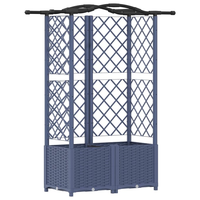 vidaXL Verhoogd Bed met Trellis en Dak Grijs 122 x 40 x 138 cm PP