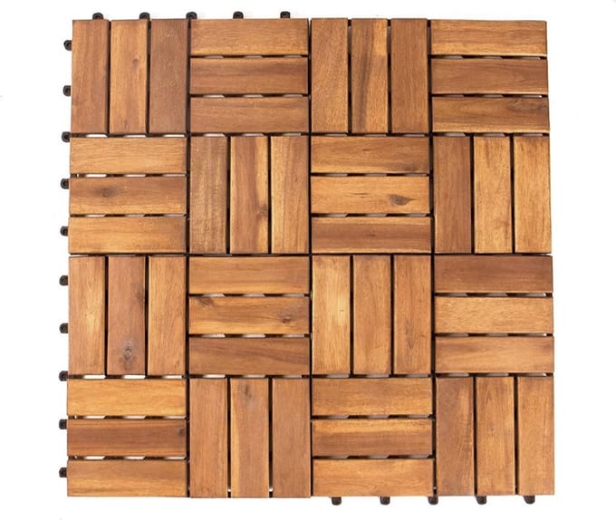 Hout terrastegels / set van 9x 30x30 Dikte 2.4 cm / voor buiten & binnen /