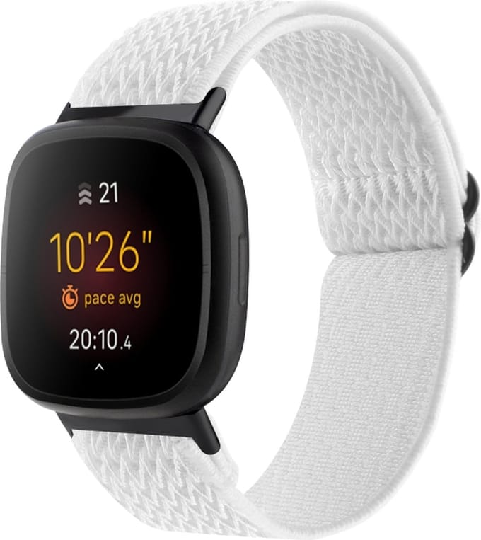 Nylon bandje - geschikt voor Fitbit Versa 4 / Sense 2 - wit