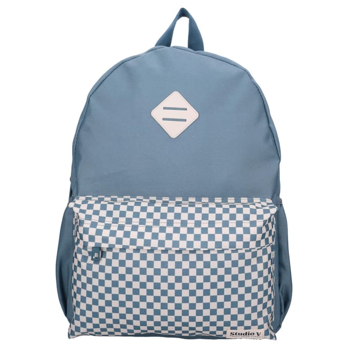 Studio V Double Check - Rugzak - Gevoerd - 13,6 liter - 39 x 29 x 12 cm - Geruit - Blauw