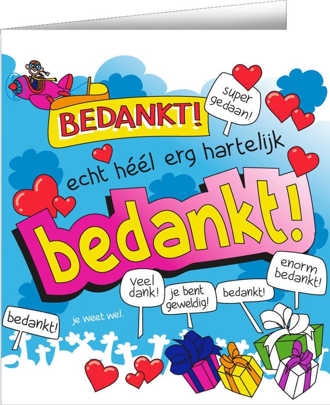 Wenskaarten - Bedankt cartoon