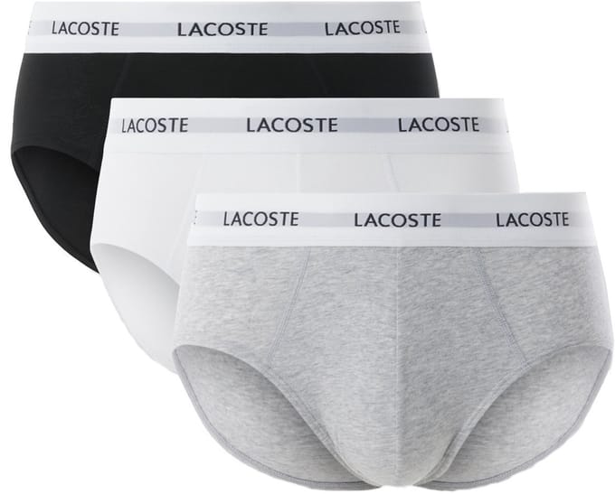 Lacoste Heren Slips Casual Briefs 3-Pack Grijs/Wit/Zwart - Maat M
