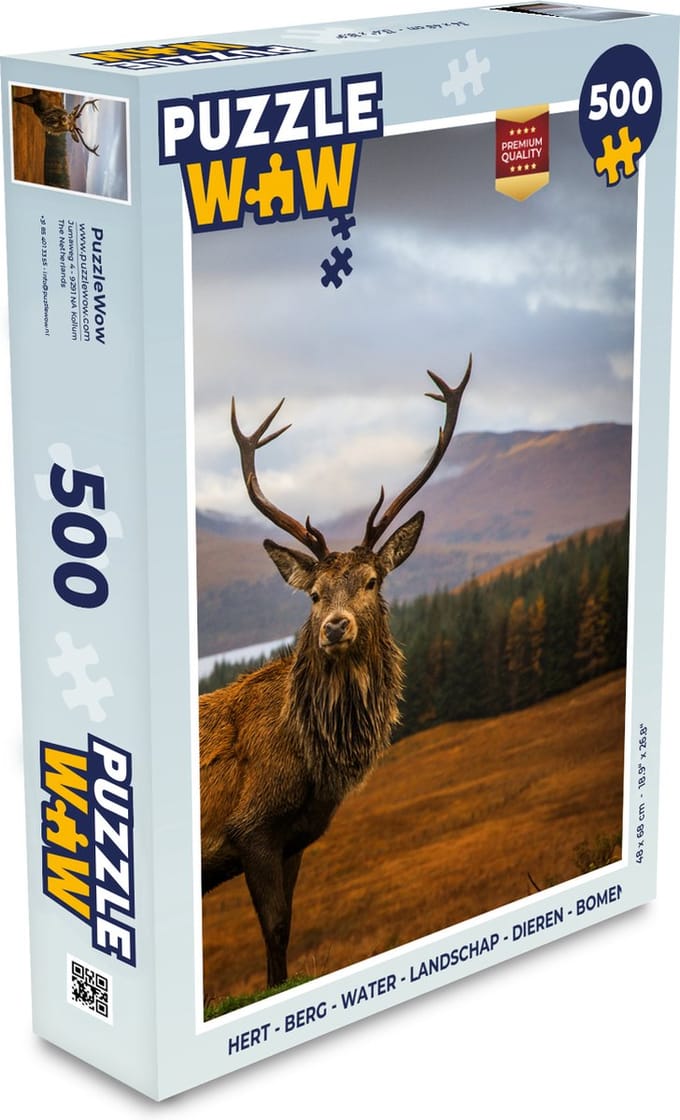 Puzzel Hert - Berg - Water - Landschap - Dieren - Bomen - Legpuzzel - Puzzel 500 stukjes