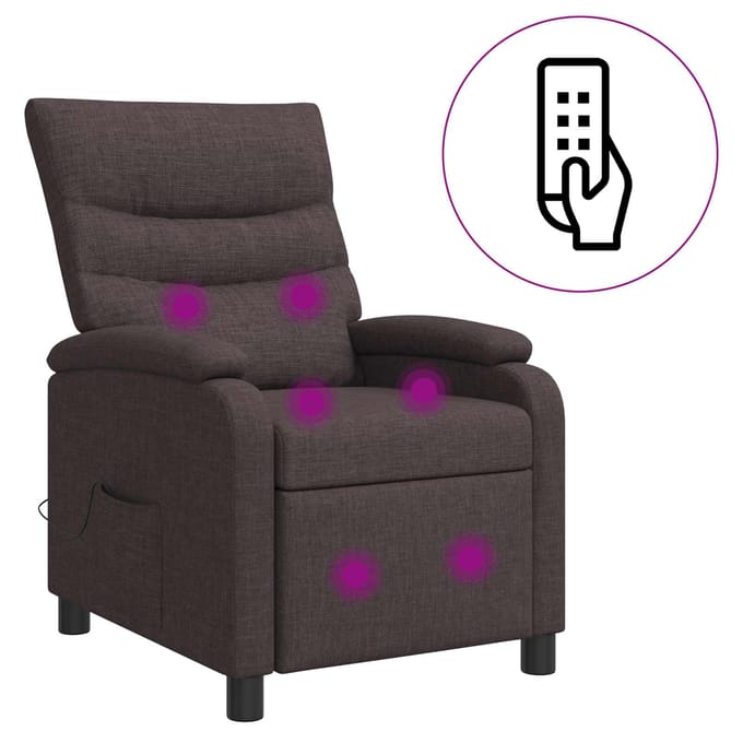 vidaXL - Massage - Relaxstoel - Donkerbruin - Stof