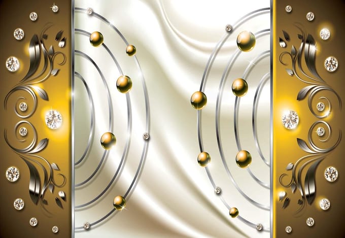 Fotobehang Yellow Diamond Abstract Modern | PANORAMIC - 250cm x 104cm | 130g/m2 Vlies